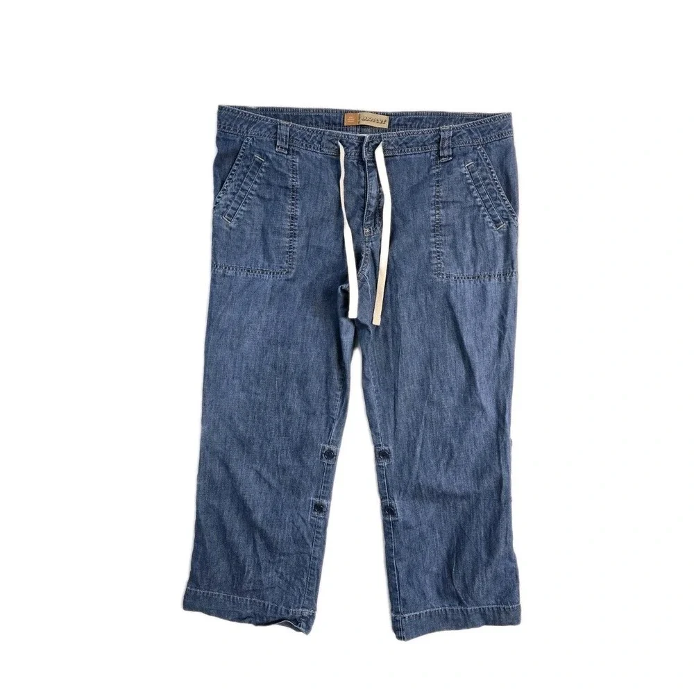 Old Navy Jeans Y2K 16 Blue‎ Denim 100% Cotton Cuffed Drawstrin Bootcut Lowrise